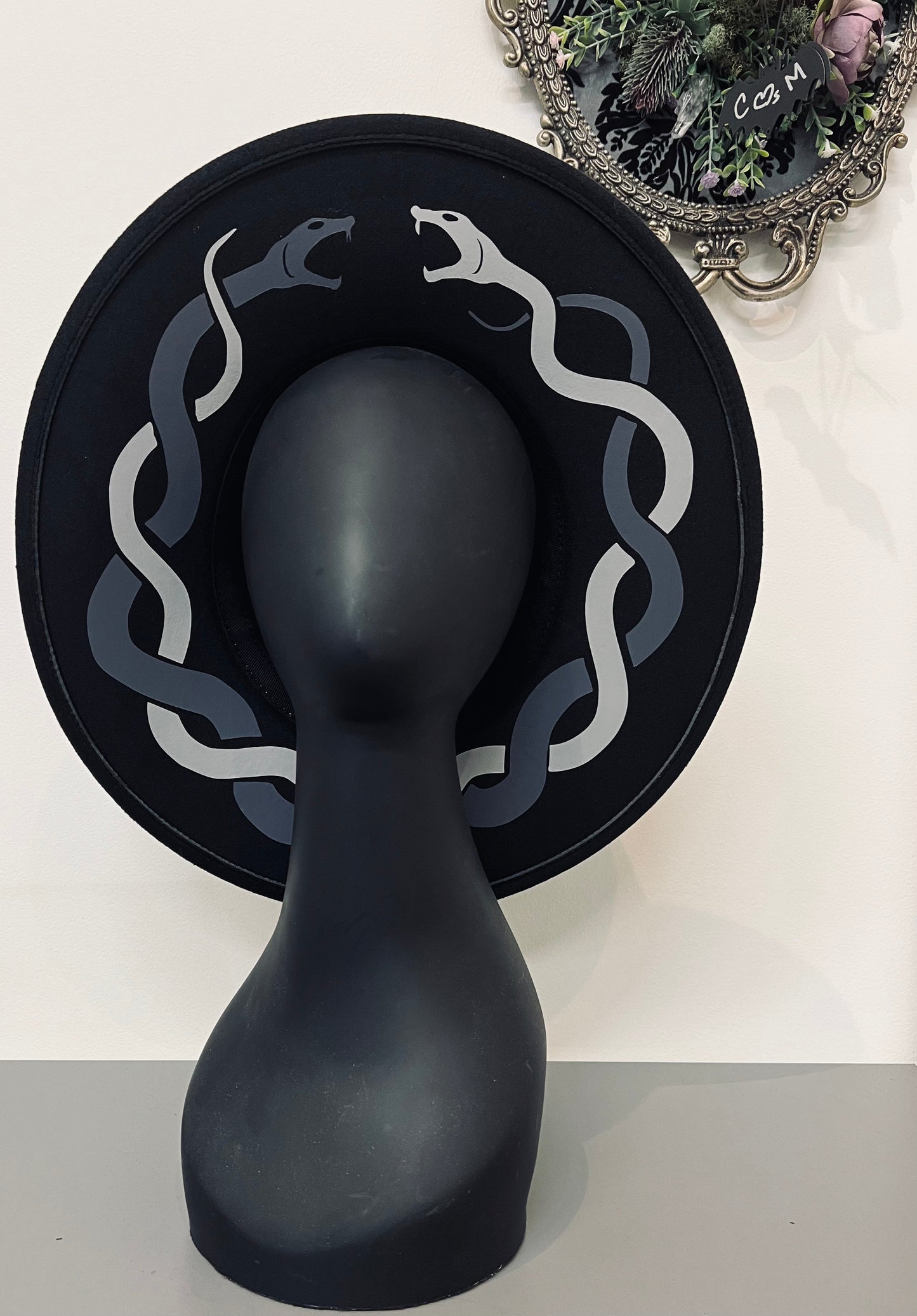Vegan Felt Wide Brim Hat - XL Brim - Serpents - -