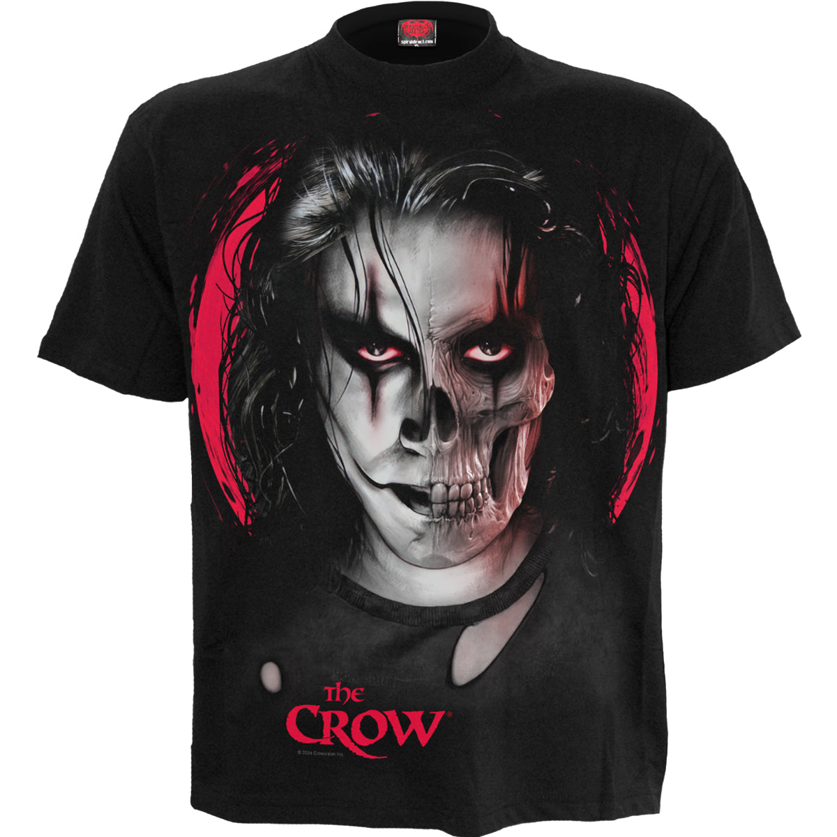THE CROW - SKULL FACE - Front Print T-Shirt Black - - T-Shirts