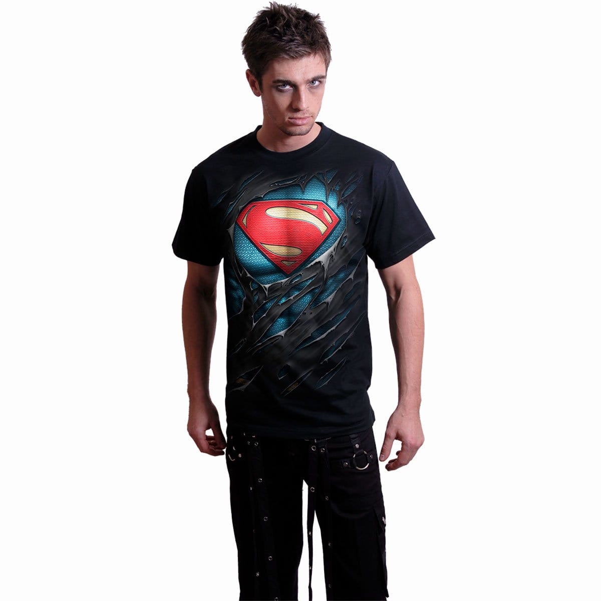 SUPERMAN - RIPPED - T-Shirt Black - - T-Shirts
