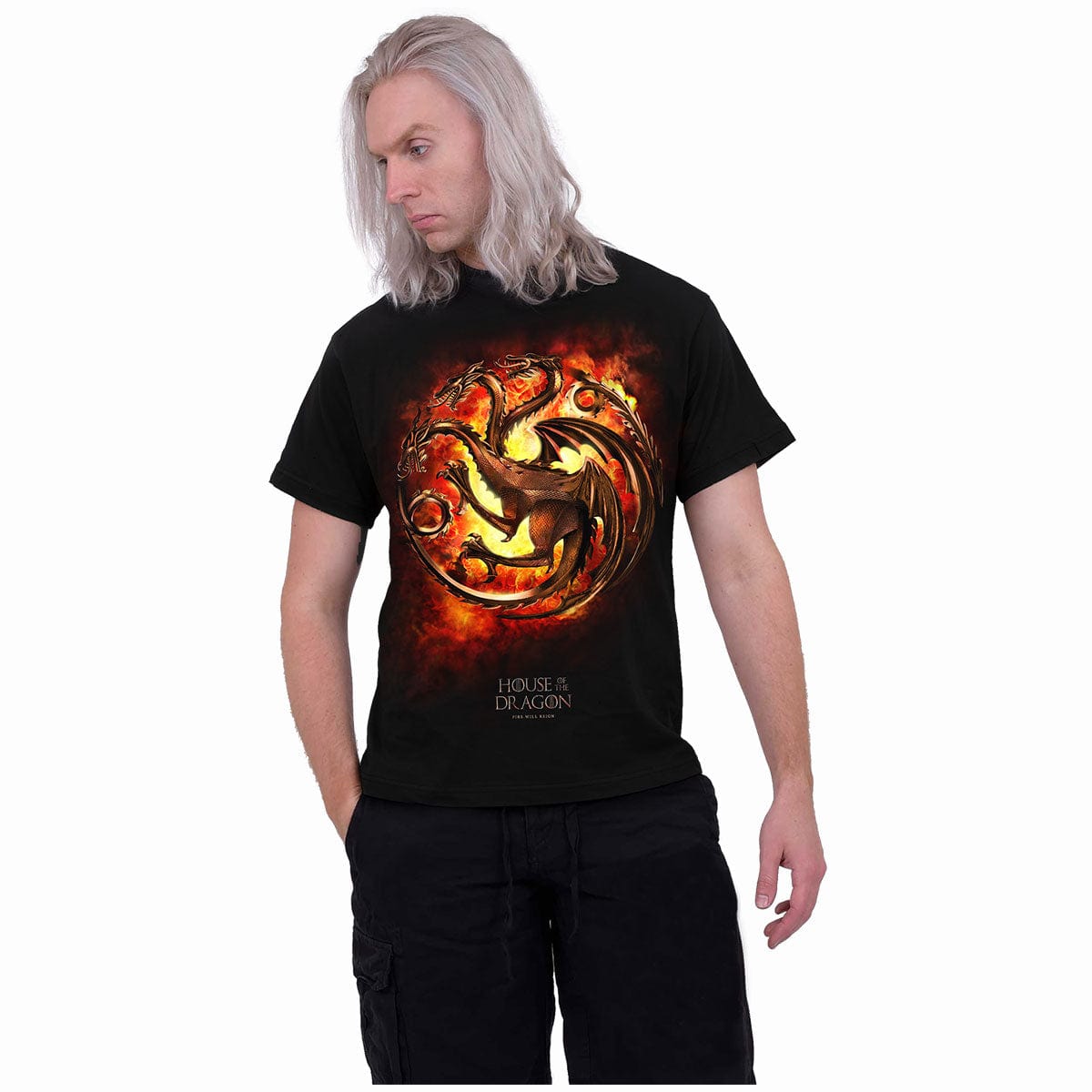HOD - DRAGON FLAMES - Front Print T-Shirt Black - - T-Shirts