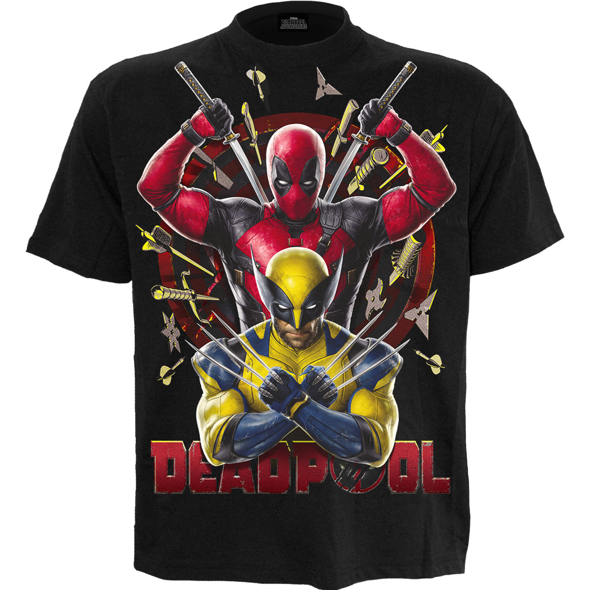 DEADPOOL - WOLVERINE BULLSEYE - T-Shirt Black - - T-Shirts