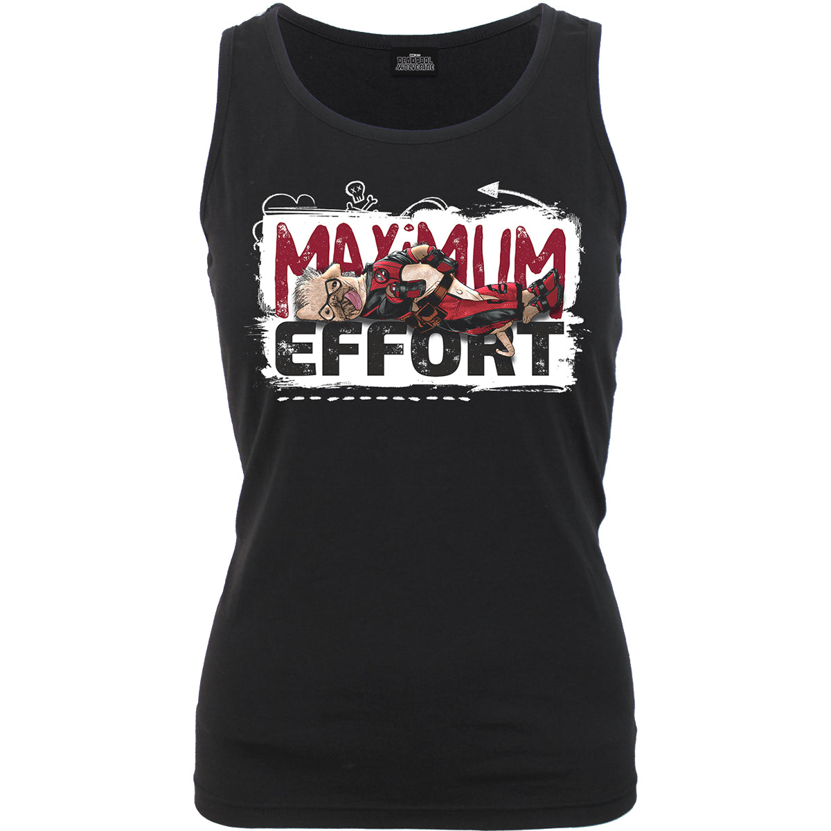 DEADPOOL - MAXIMUM EFFORT - Razor Back Top Black - - Tops - Sleeveless