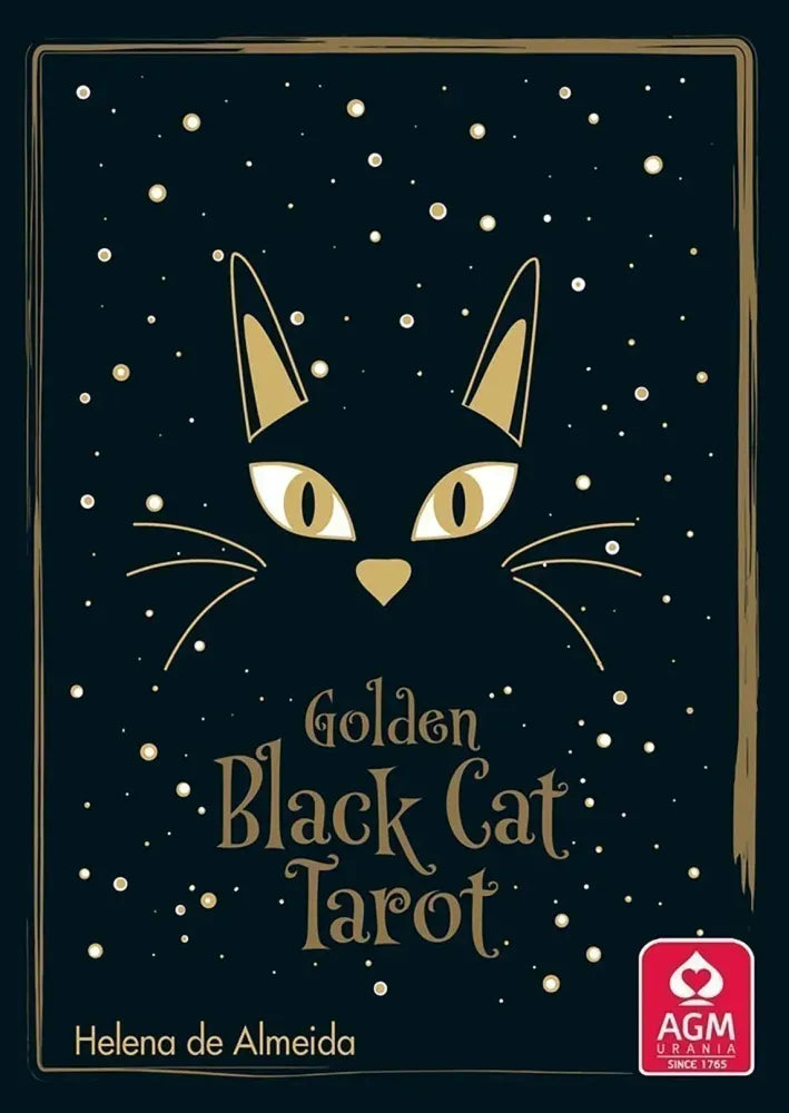 Golden Black Cat Tarot Deck - 78 Card Divination Set - Witchy Tarot Cards