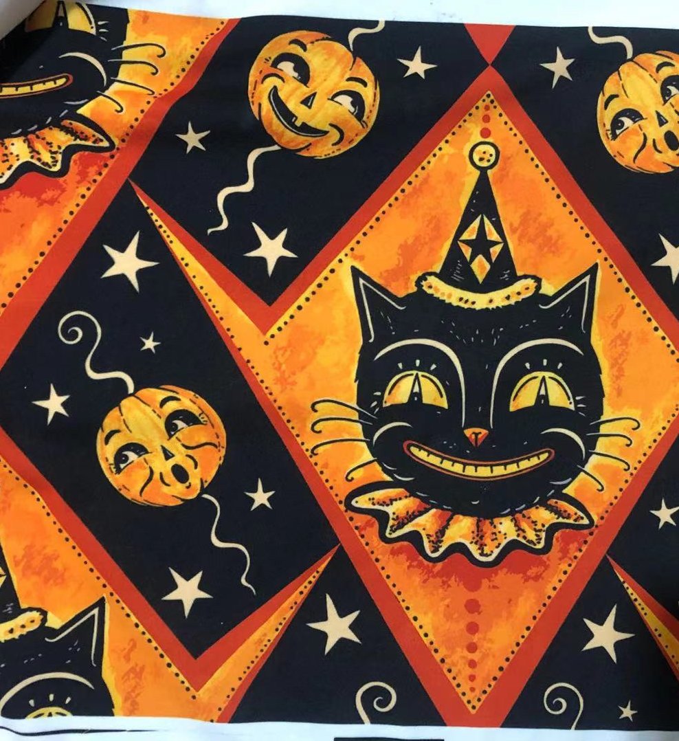 "Grinning Jack" (Johanna Parker Exclusive) Orange Vintage Cat - High-quality Handcrafted Vibrant Leggings -  - Leggings