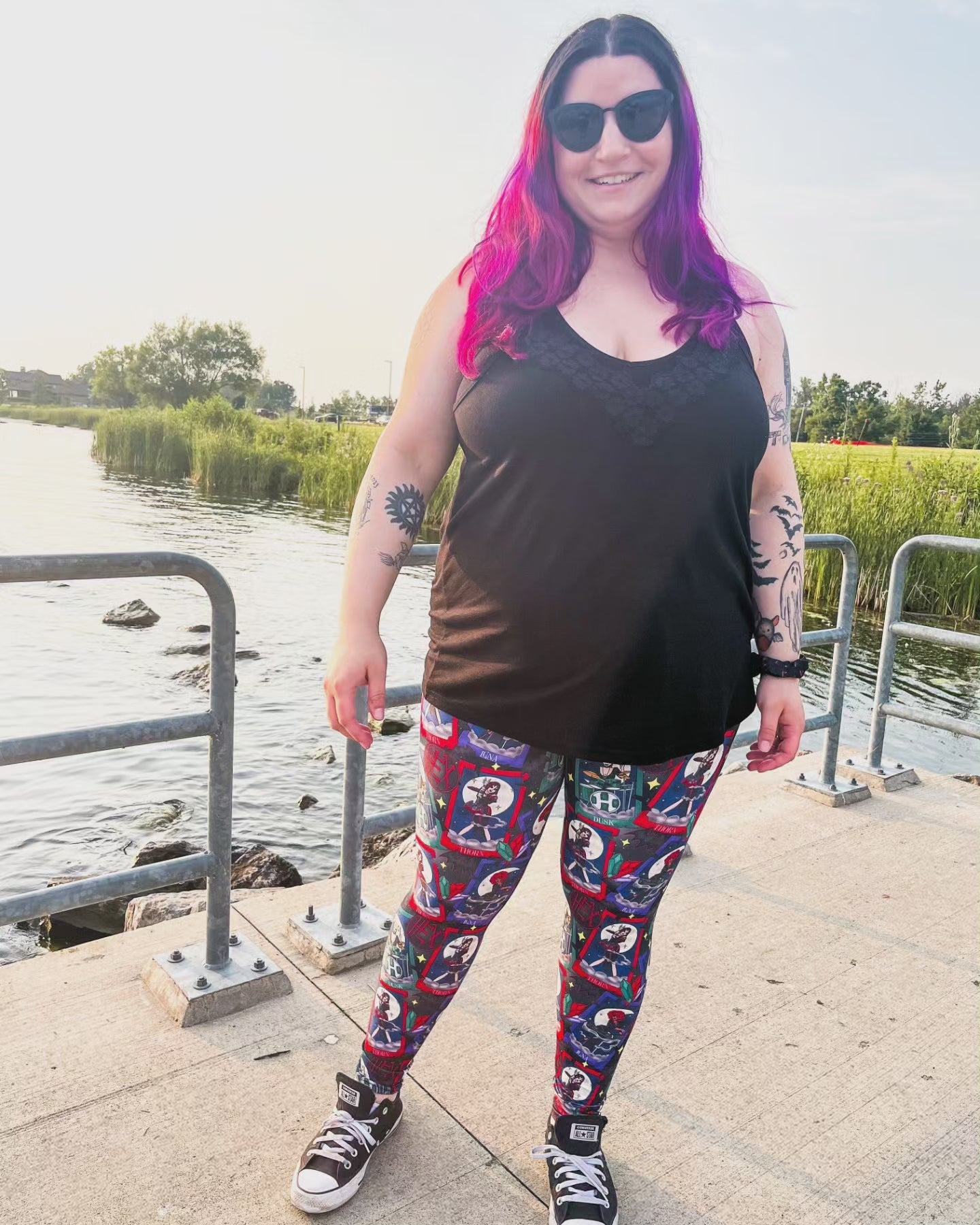 Hex Tarot (Semi-Exclusive) - High-quality Handcrafted Vibrant Leggings - - Leggings
