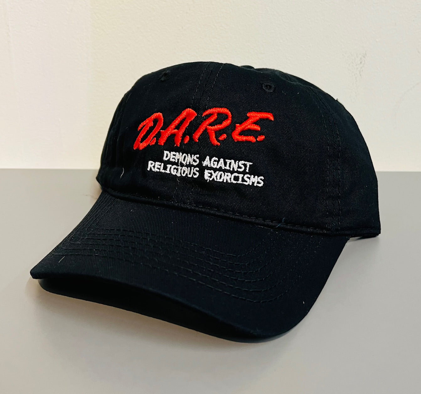 DARE Demons Against Religious Exorcisms Dad Hat - Gothic Embroidered Hat - Alternative Fashion