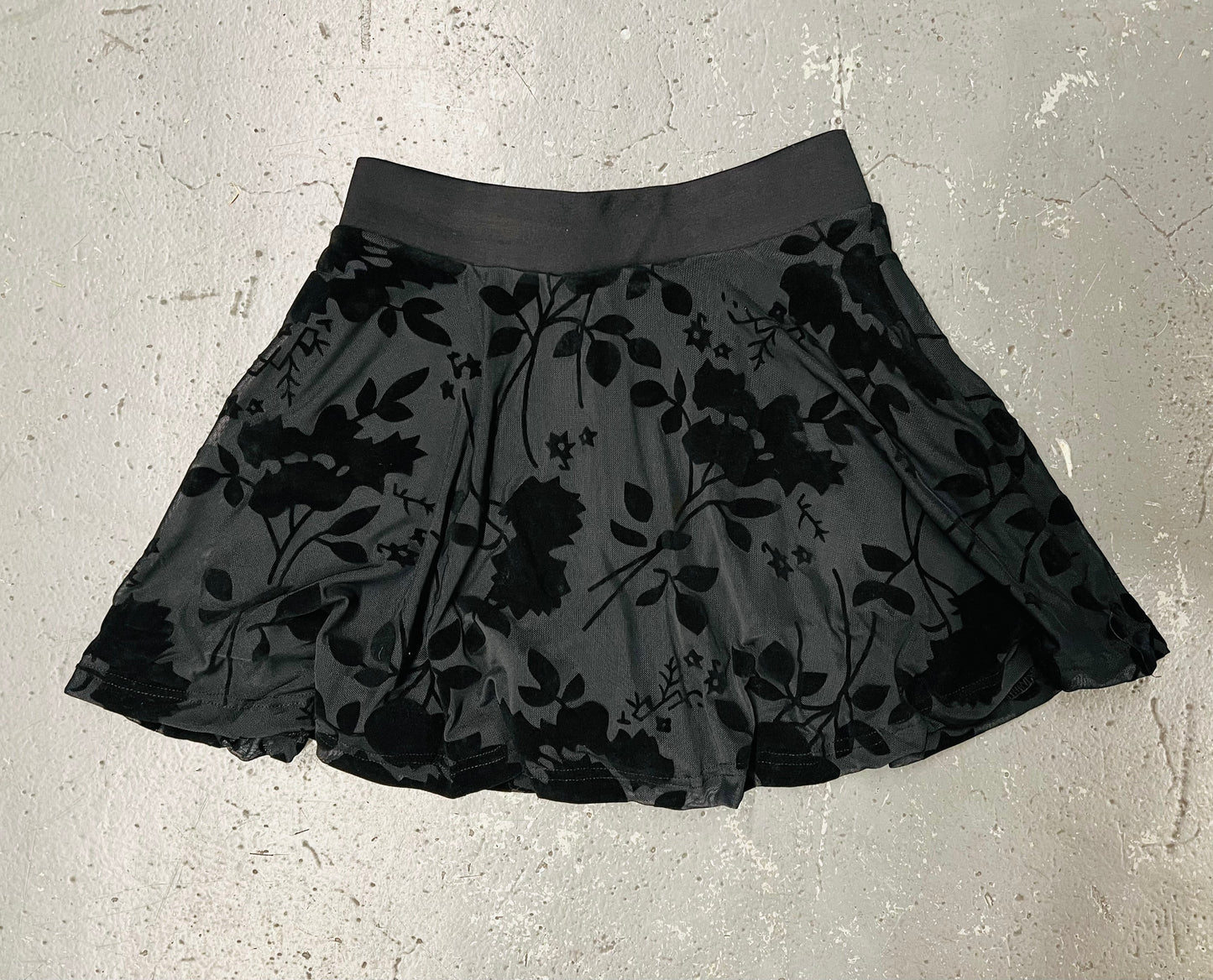 Morbid Mini Skort Gothic Floral - Velvet Flocked Skirt - Alternative Fashion Skort