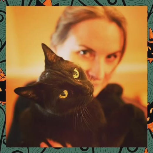 "Creeping Jack Vine" Black Vintage Cat Johanna Parker Exclusive - High-quality Handcrafted Vibrant Leggings -  - Leggings