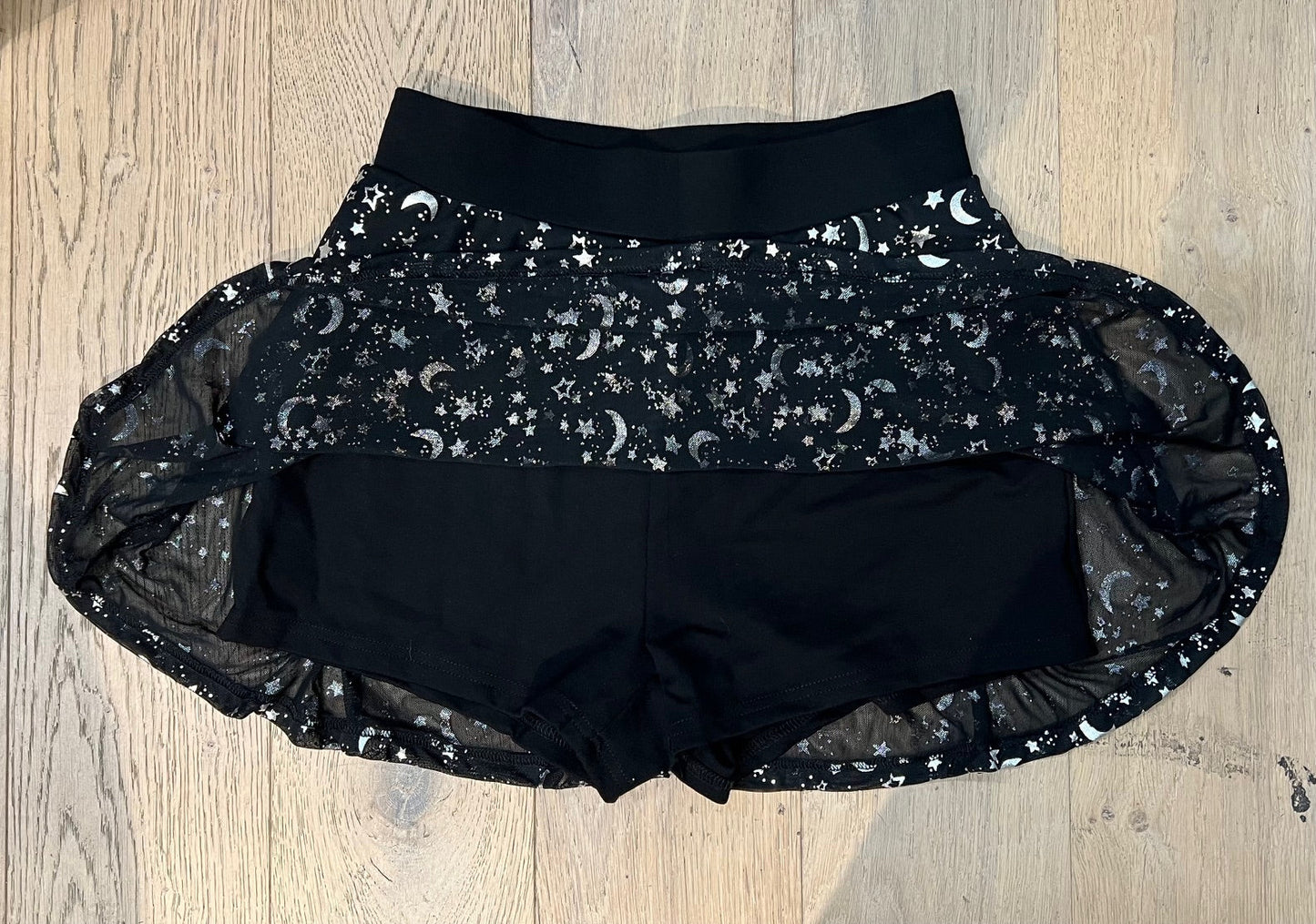 The Morbid Mini Skort - Moon & Stars - Metallic Celestial Skirt with Built In Shorts - PRE-ORDER - -