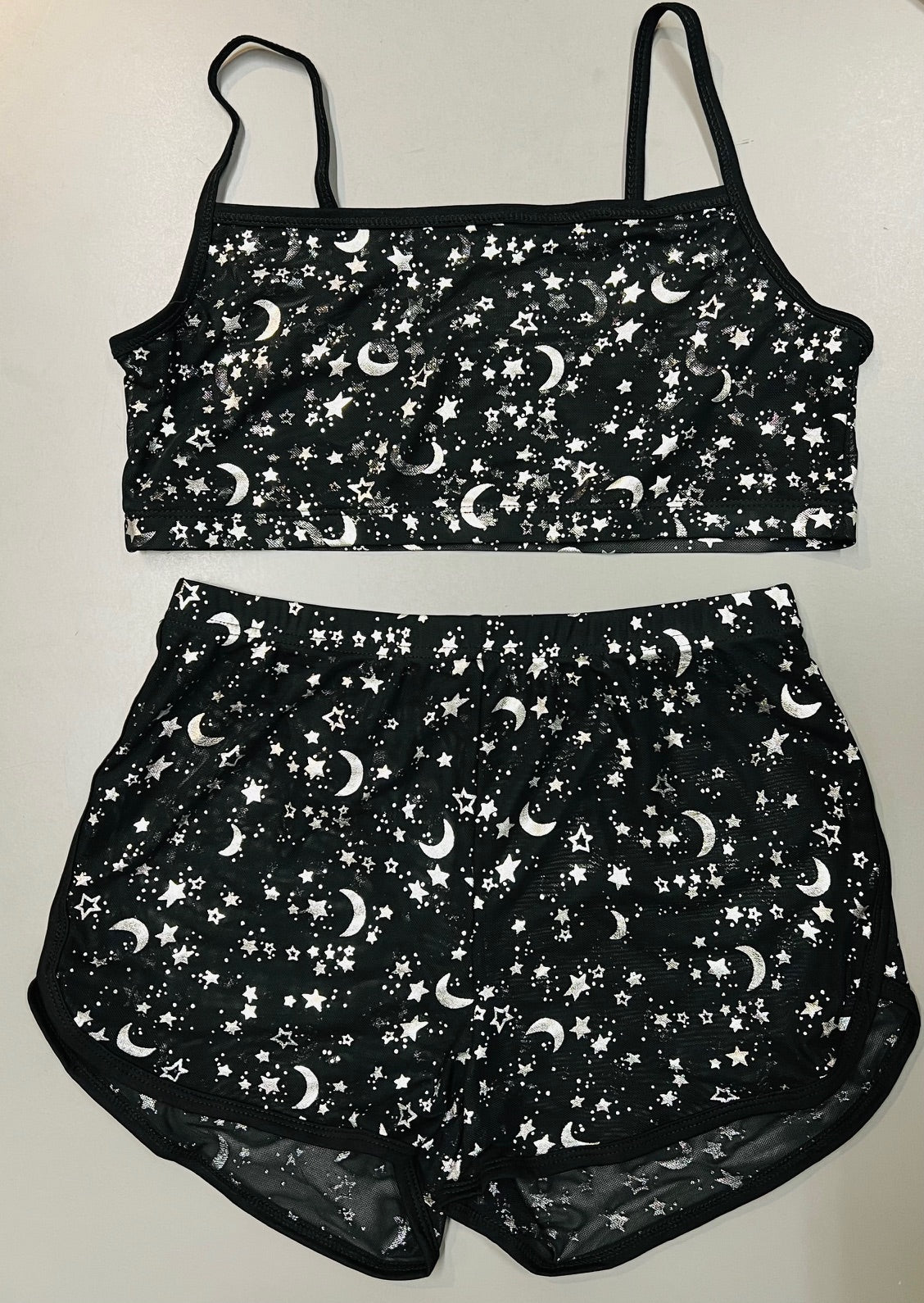 The Sinister Set - MOON & STAR - Sheer Metallic Moon & Star Bra & Shorts Set - PRE-ORDER - -