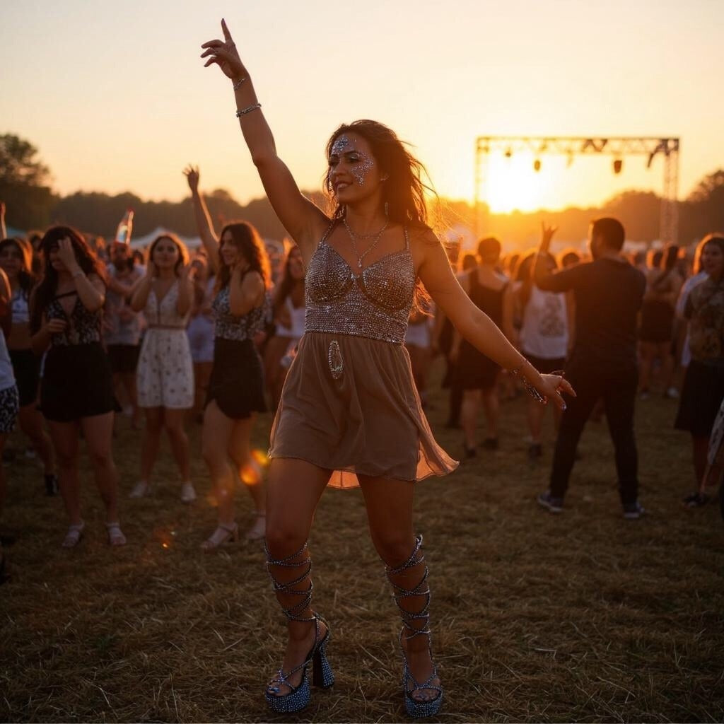 Blue Rhinestone Rave Heels – Knee-High Lace-Up Platforms 6" Heel 8