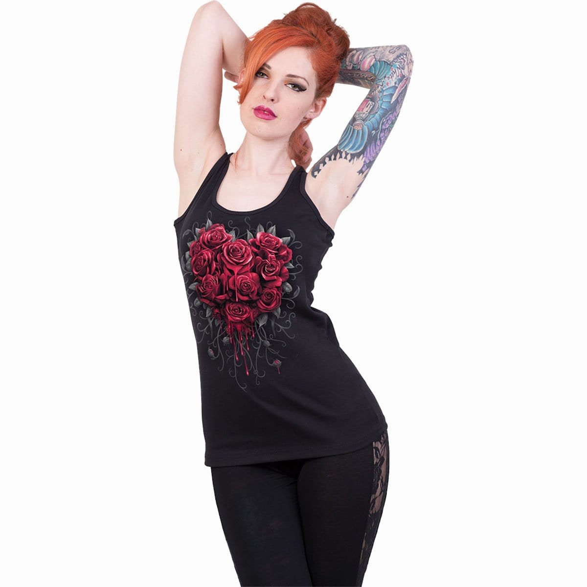 BLEEDING HEART - Razor Back Top Black -  - Tops - Sleeveless