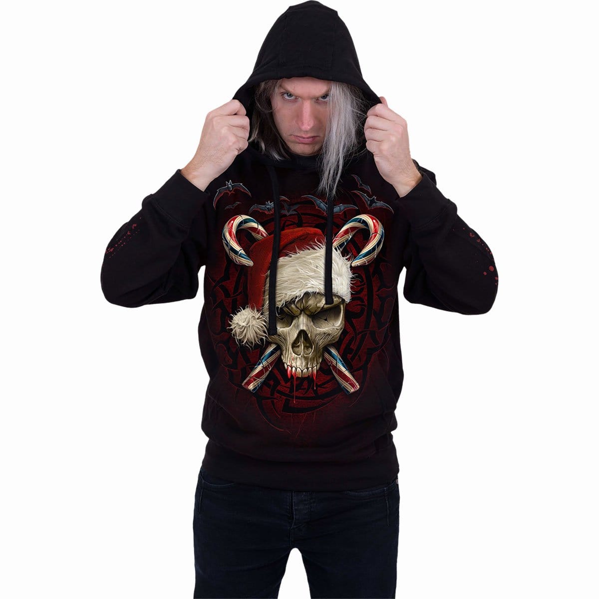 CANDY CANE SANTA - Hoody Black -  - Hoodies