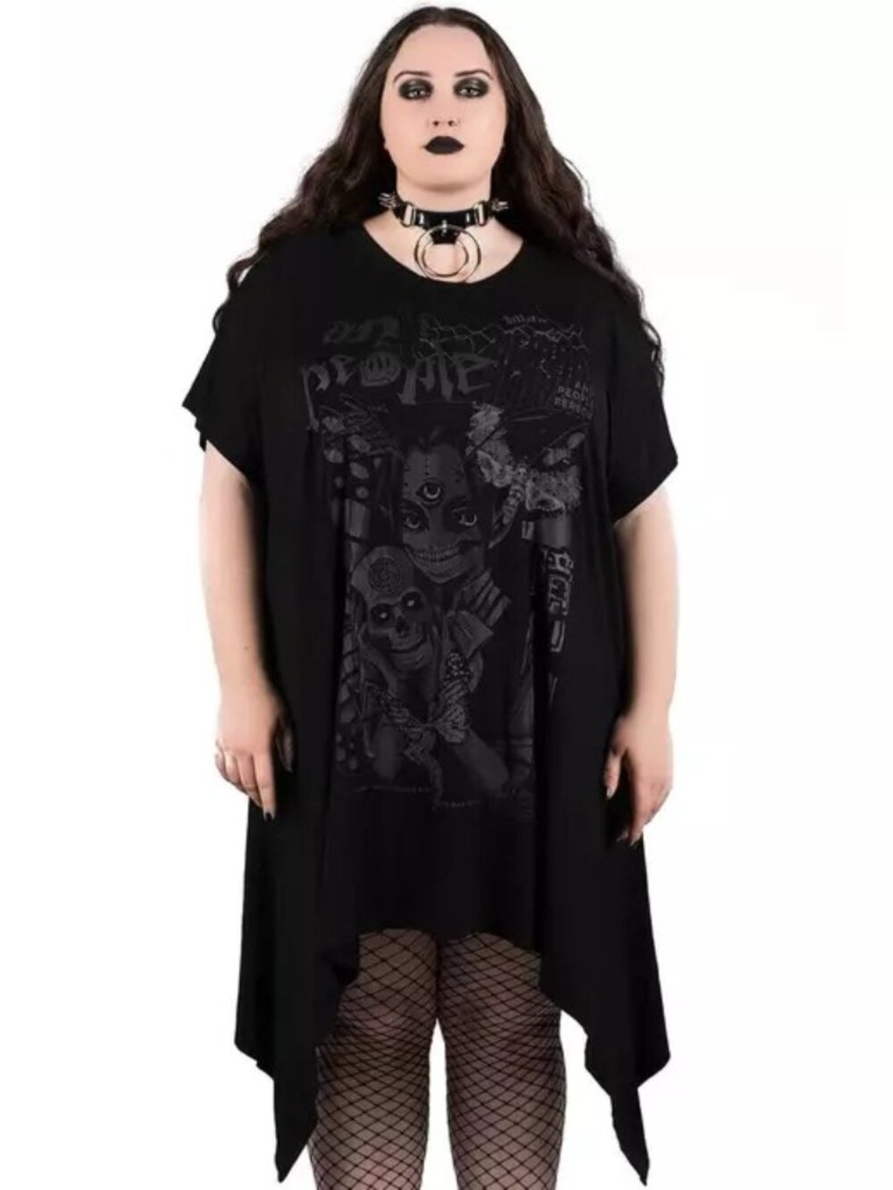 Killstar No Fairytale Anti People Anime Skull Hanky Hem Tunic Dress Black XL