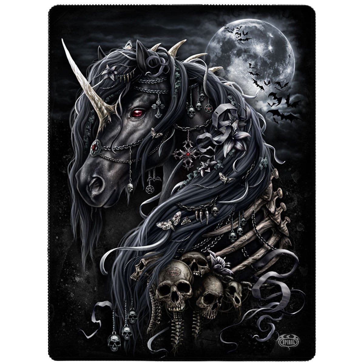 DARK UNICORN - Fleece Blanket with Double Sided Print -  - Bedding & Linen