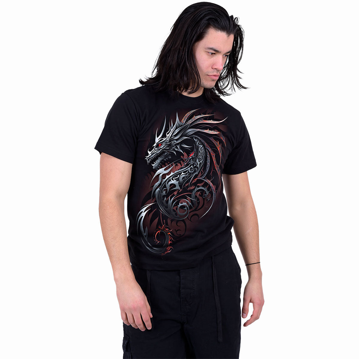 DRAGON SHARDS - Front Print T-Shirt Black - - T-Shirts