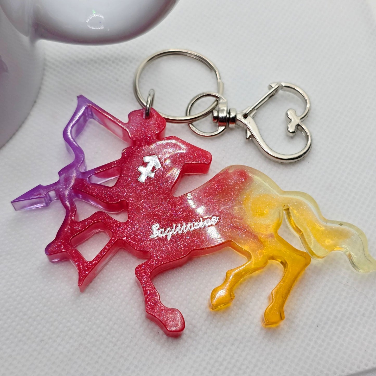 Sagittarius Zodiac Candle Gift Set – 11oz Layered Mug Candle + Resin Keychain