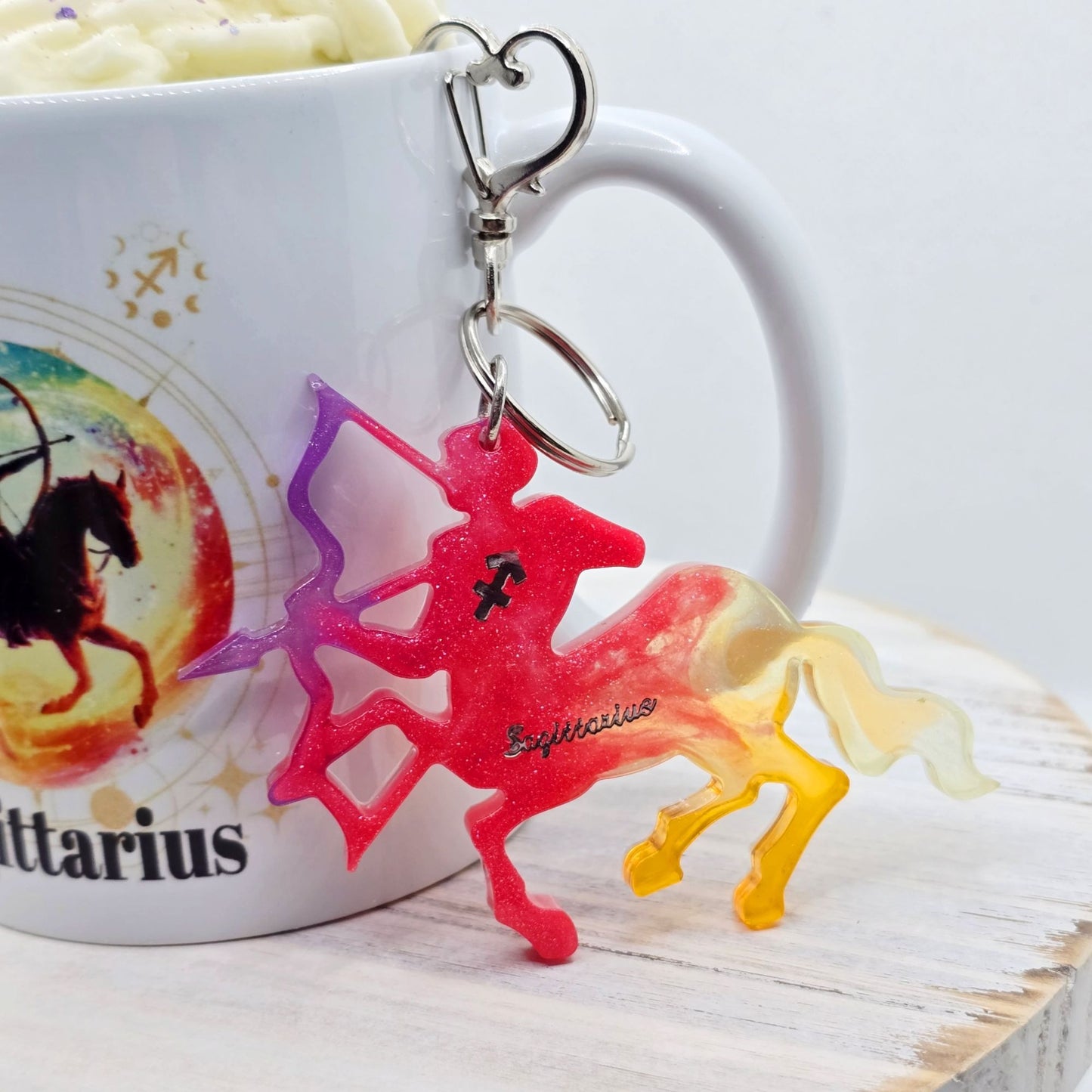 Sagittarius Zodiac Candle Gift Set – 11oz Layered Mug Candle + Resin Keychain