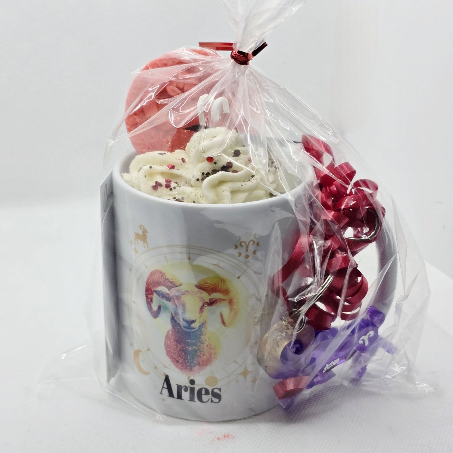 Aries Zodiac Candle Gift Set â Scented Mug Candle w/ Handmade Resin Keychain