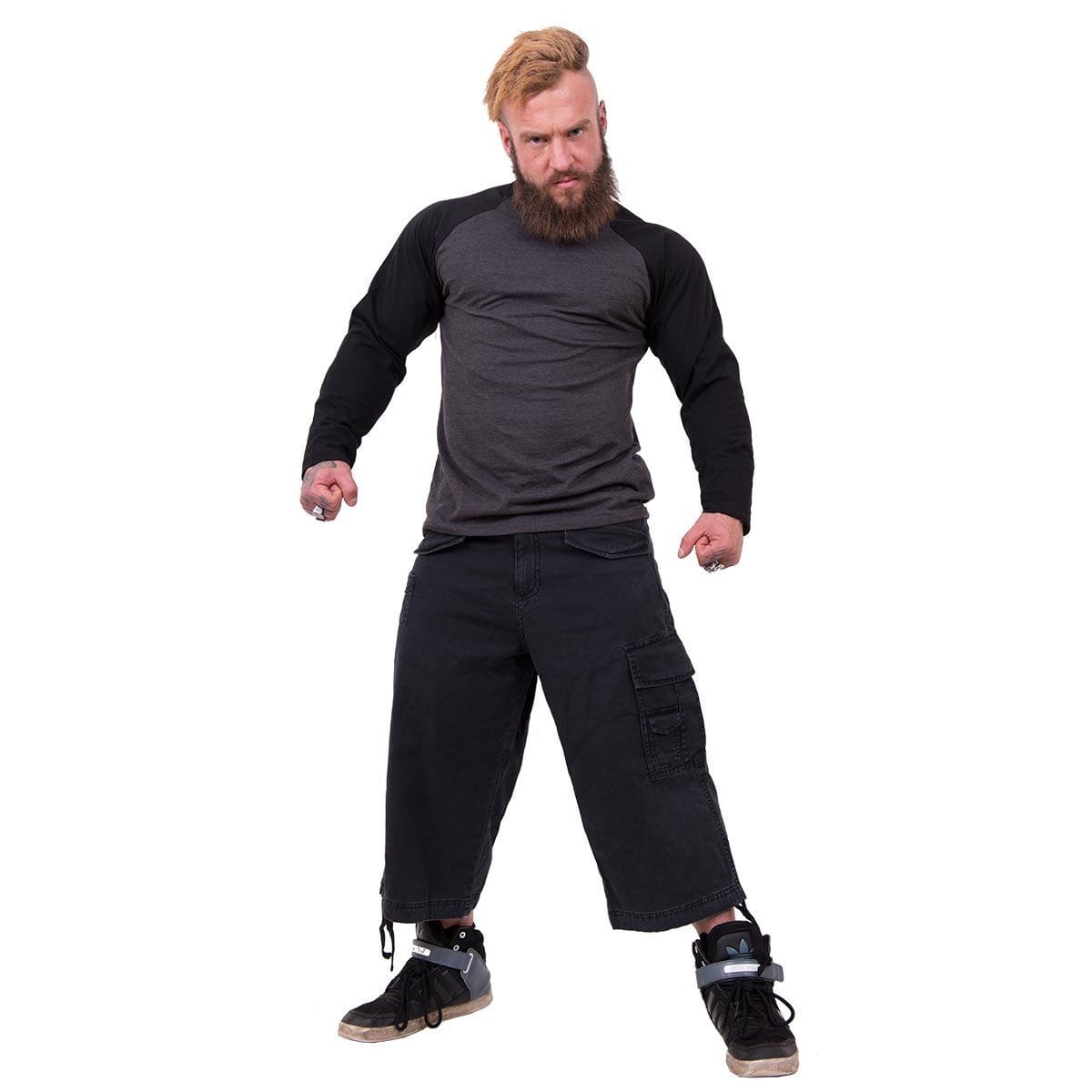 METAL STREETWEAR Vintage Cargo Shorts 3/4 Long Black - Gothic Cargo Shorts