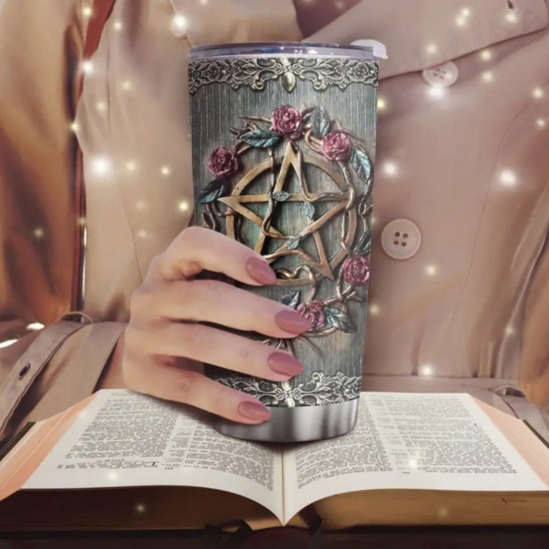 Double Walled Pentacle Witchy Insulated Travel Tumbler - A Gothic Universe - Cups