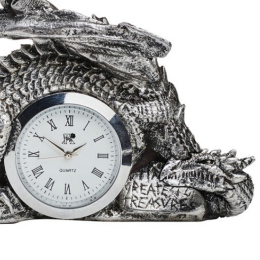 The Dragonlore Desk Clock | Silver - The Vault - Clocks