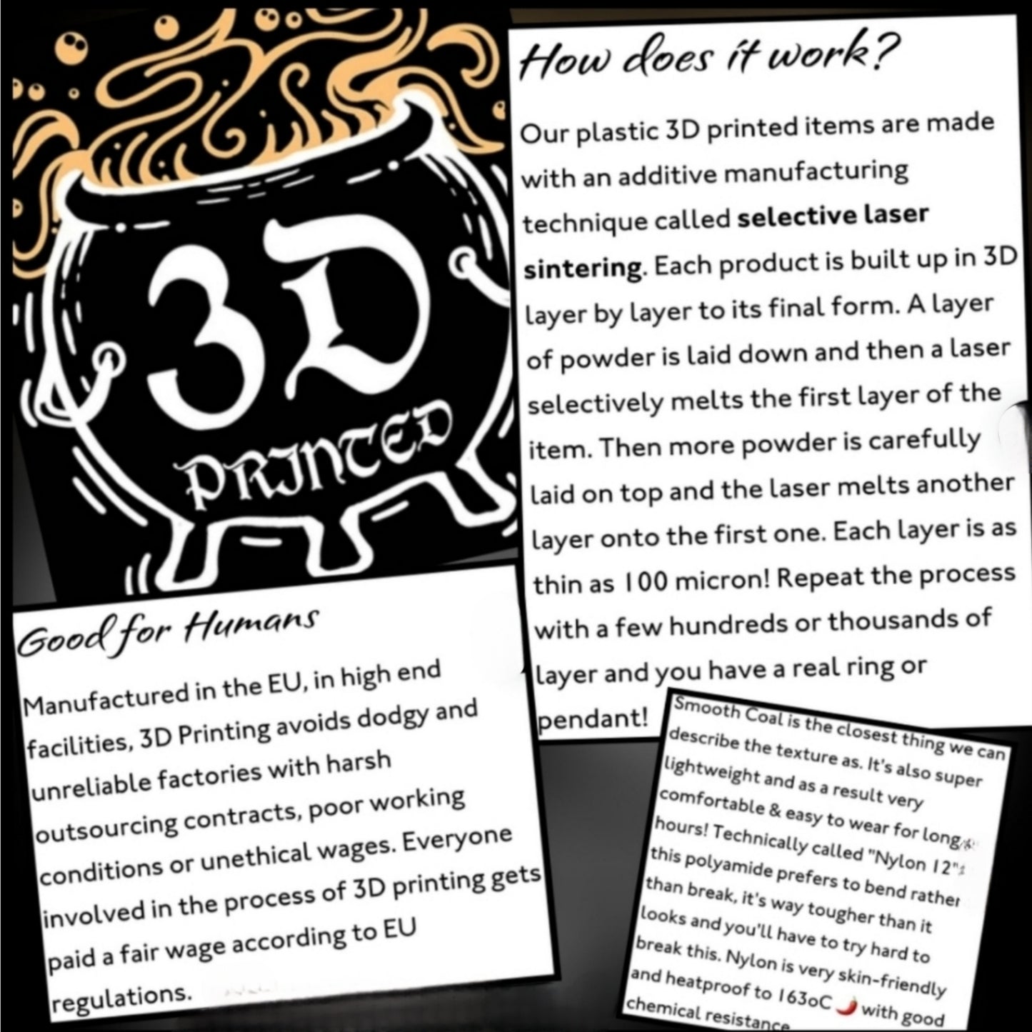 Gothic Necklace | Witch Cat Familiar Necklace in Black 3D Polyamide - Rogue + Wolf - Necklaces