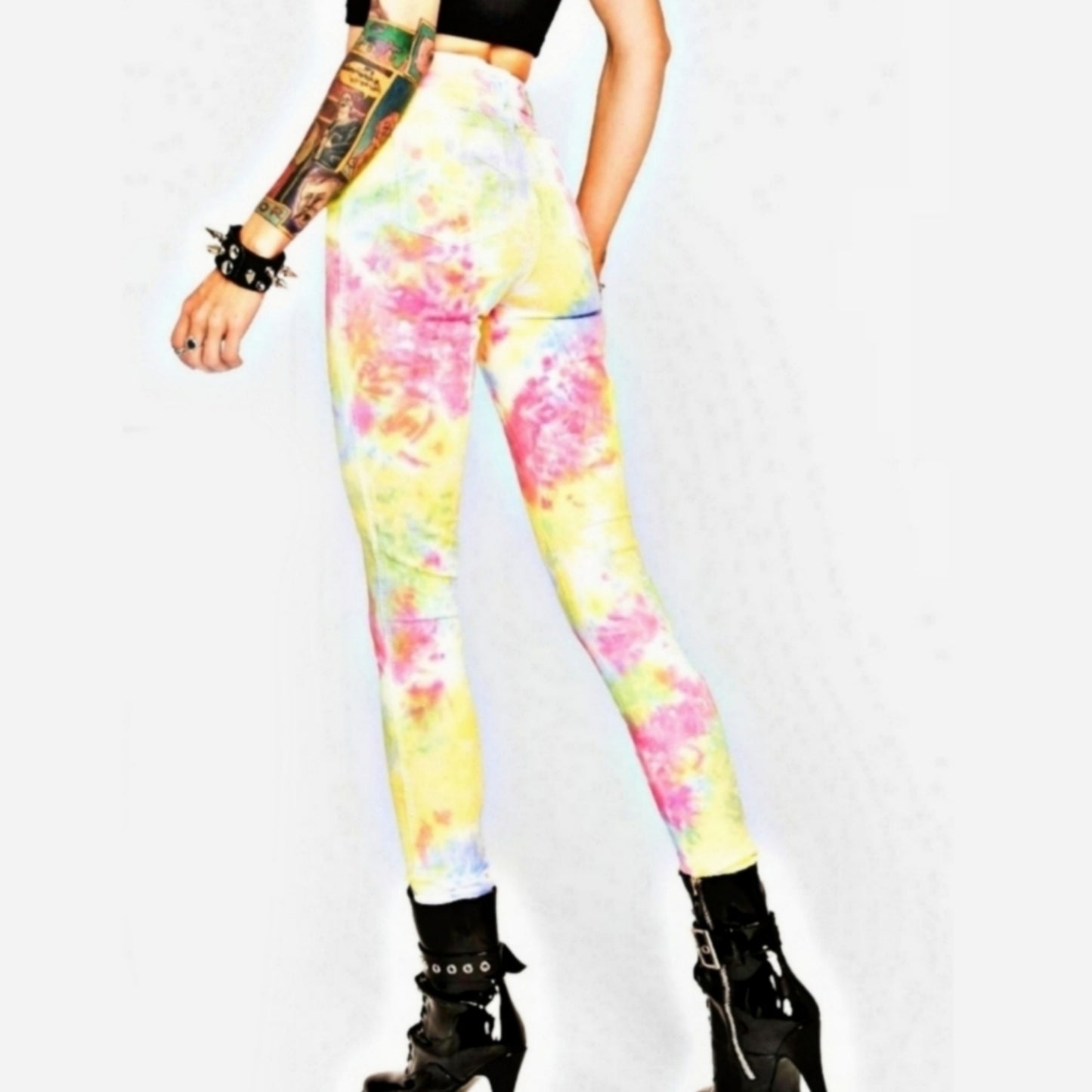 Two-Tone Jeans | Skinny Boho Festival Tie Dye Pants / Mid-Rise Jeans - Tripp nyc - Jeans