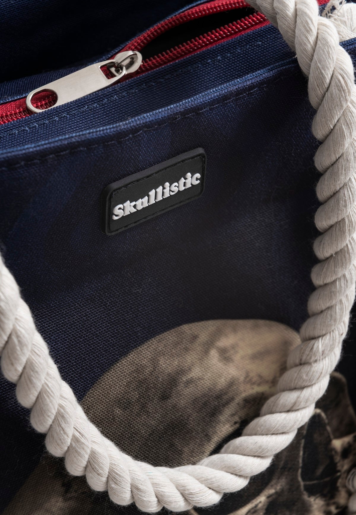 Rose Skull Navy Shoulder Beach Bag -  - Tote Bags