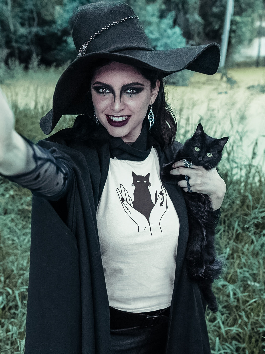 "Witchy Black Cat" Tee - Unisex Shirt -  - Shirts