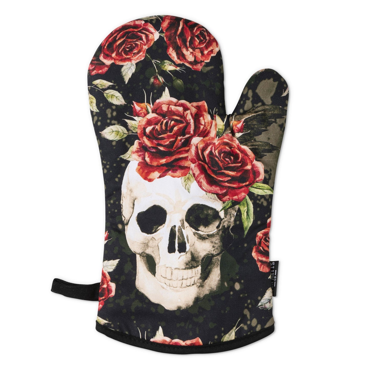 Skull Vintage Flower Oven Mitts And Potholder Set -  - Oven Mitts