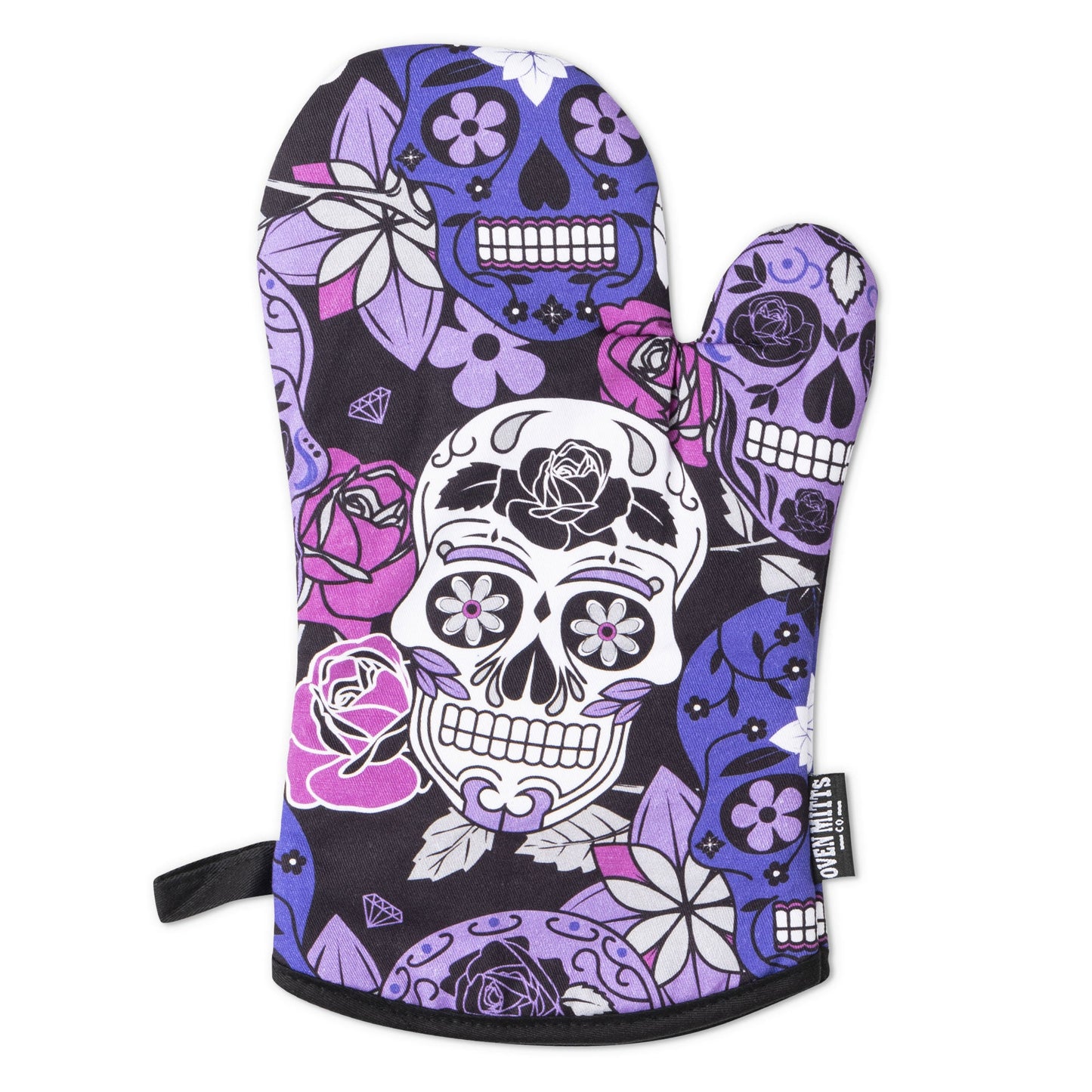 Sugar Skull Purple Oven Mitts And Potholder Set -  - Oven Mitts