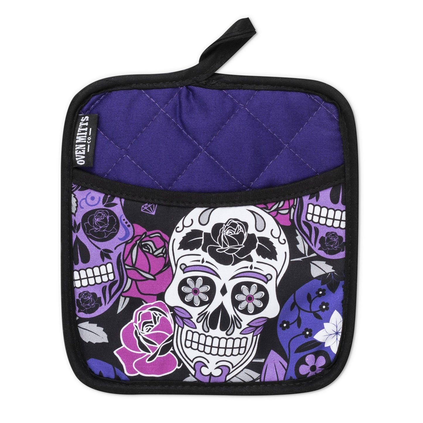 Sugar Skull Purple Oven Mitts And Potholder Set -  - Oven Mitts
