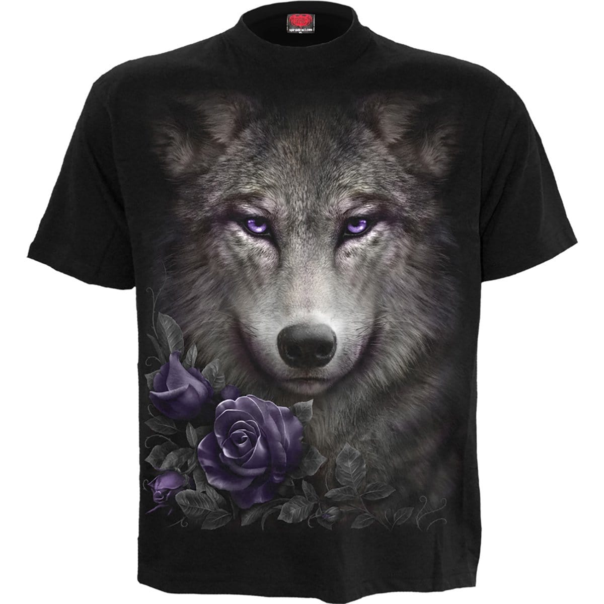 WOLF ROSES - Front Print T-Shirt Black -  - T-Shirts