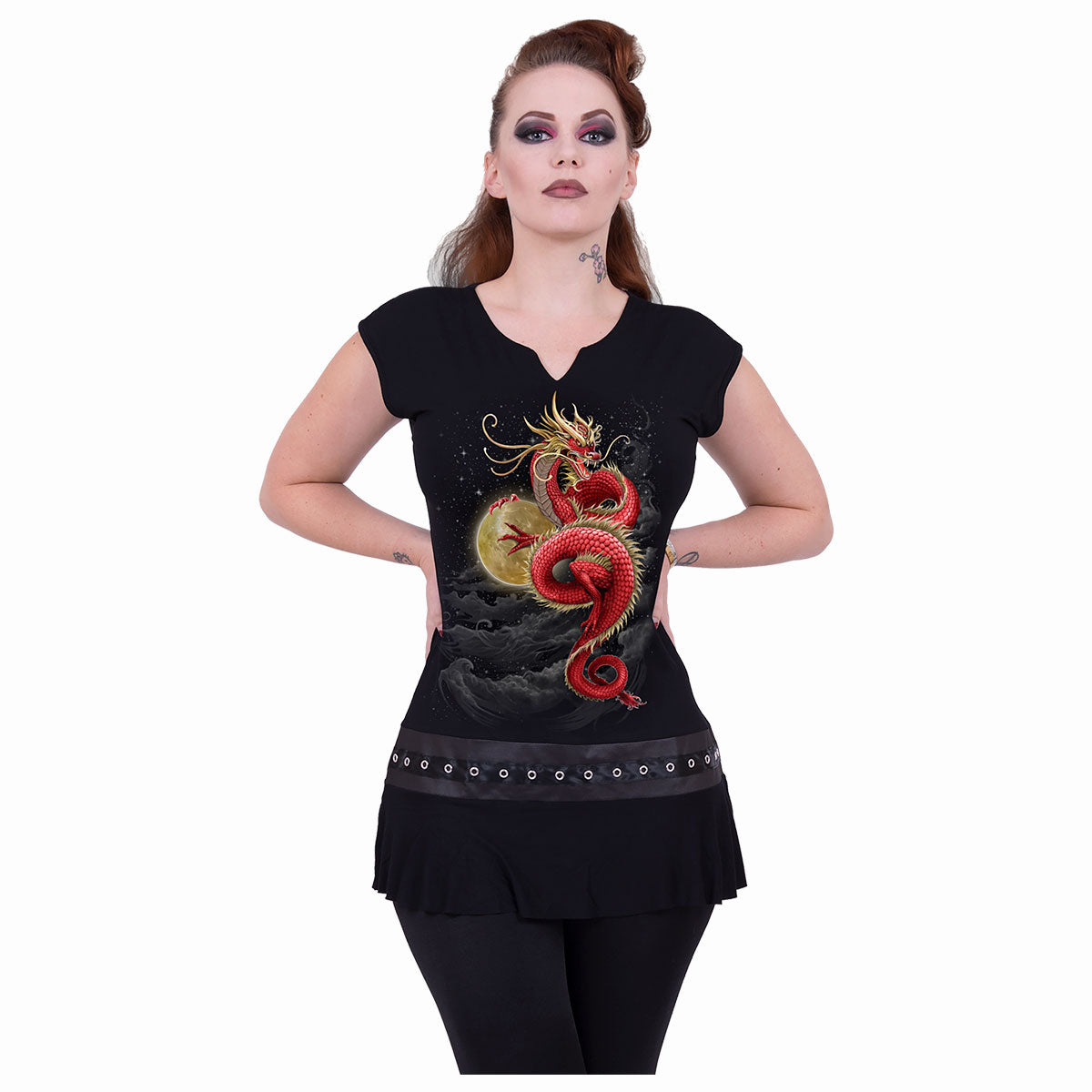 SHENLONG - Stud Waist Mini Dress Black - - Dresses