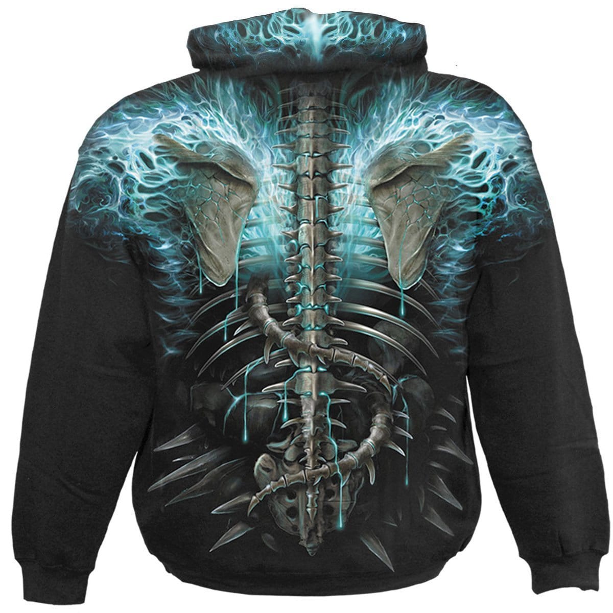 FLAMING SPINE - Allover Hoody Black - - Hoodies
