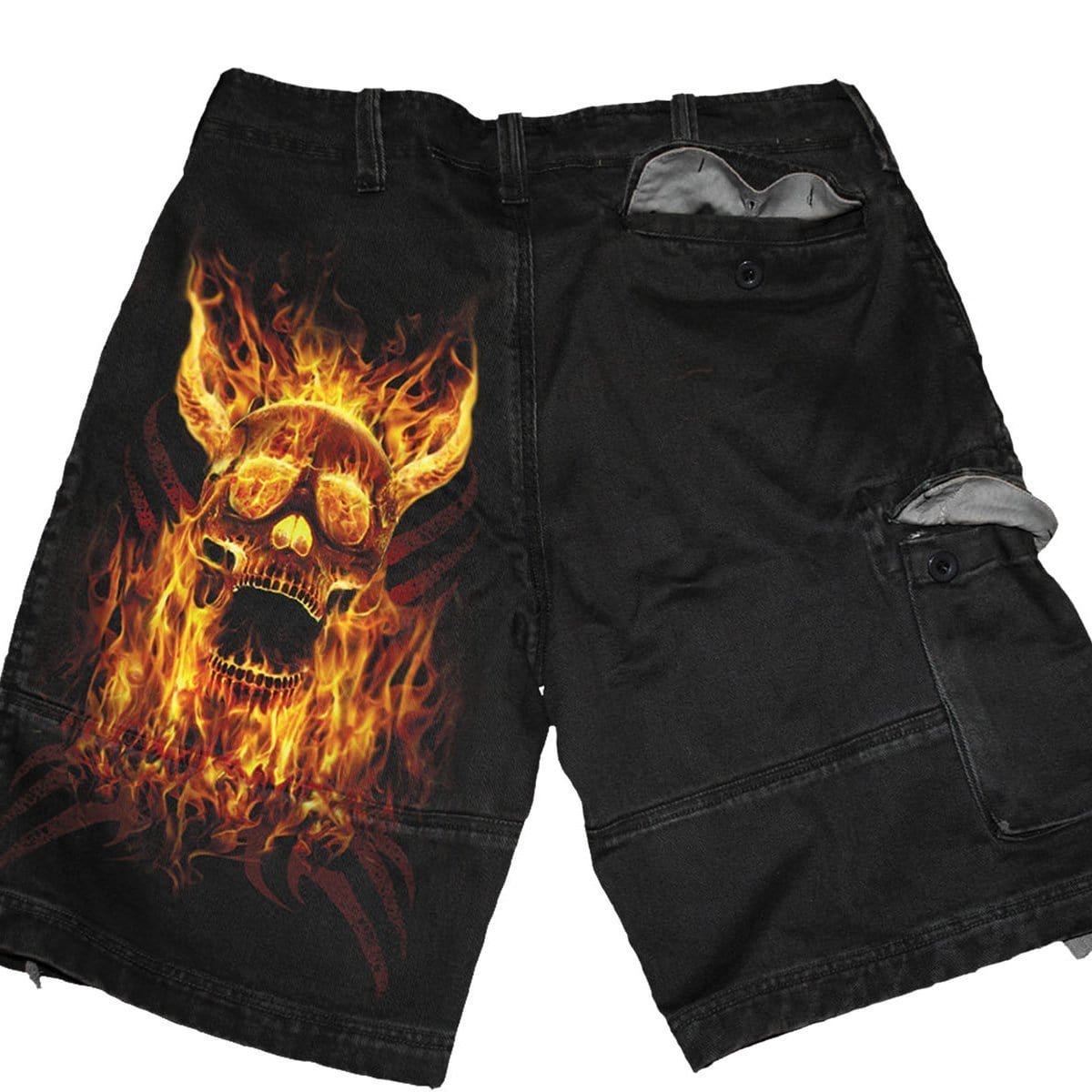 BURN IN HELL - Vintage Cargo Shorts Black - - Cargo Shorts