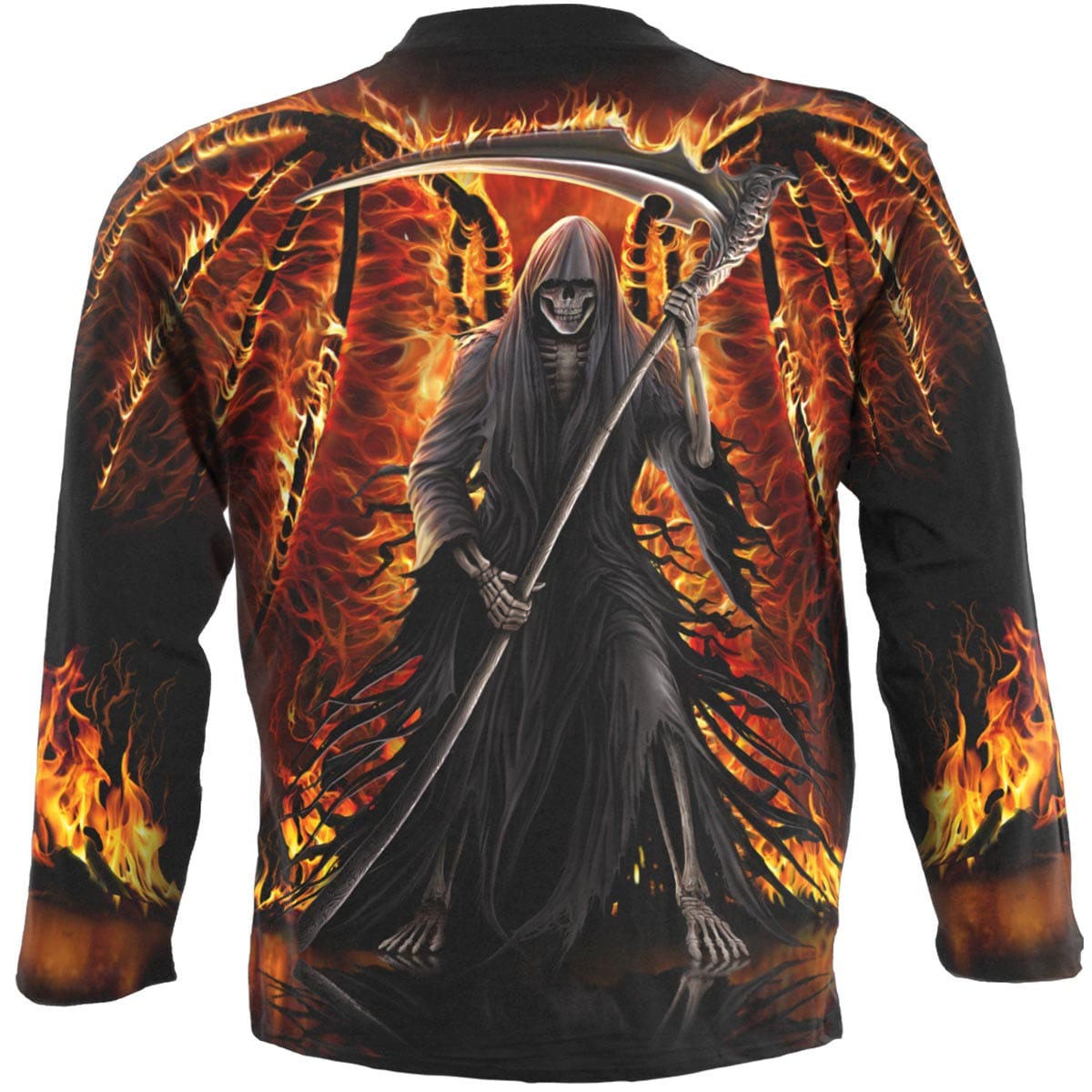 FLAMING DEATH - Allover Longsleeve T-Shirt Black -  - T-Shirts - Long Sleeve