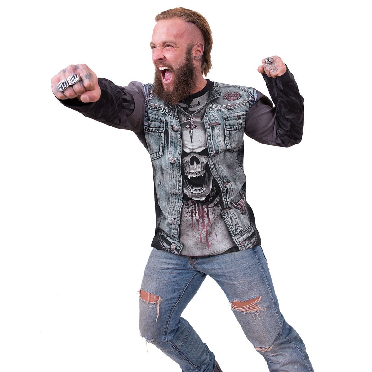 THRASH METAL Allover Longsleeve T-Shirt Black - Gothic Metal Long Sleeve