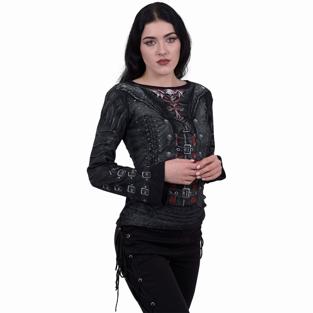 GOTHESS WRAP - All Over Baggy Top  Black -  - Tops - Long Sleeve