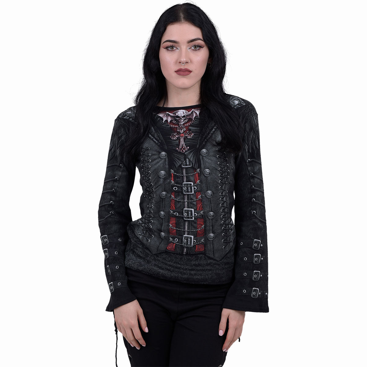 GOTHESS WRAP - All Over Baggy Top  Black -  - Tops - Long Sleeve