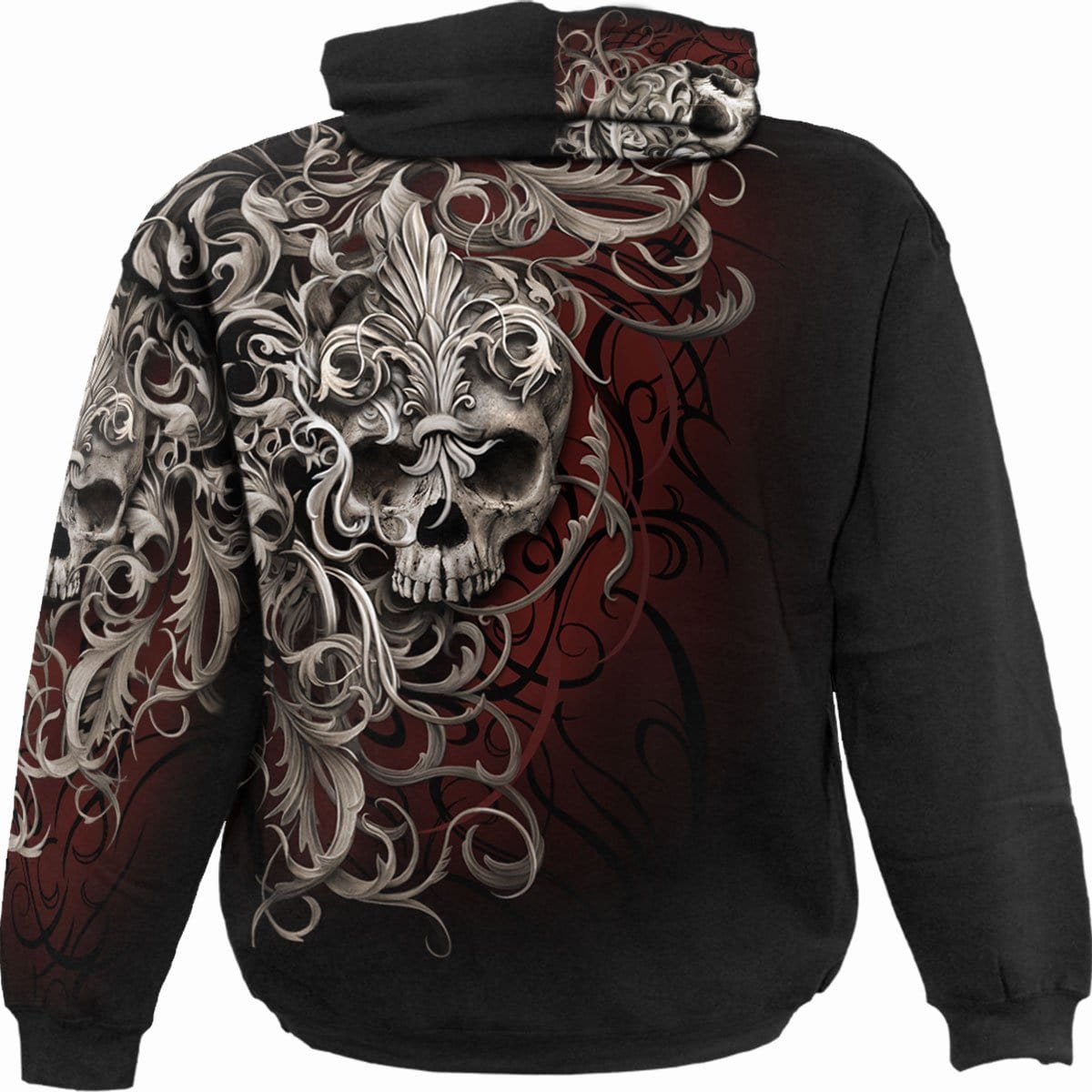 SKULL SHOULDER WRAP - Allover Hoody Black - - Hoodies