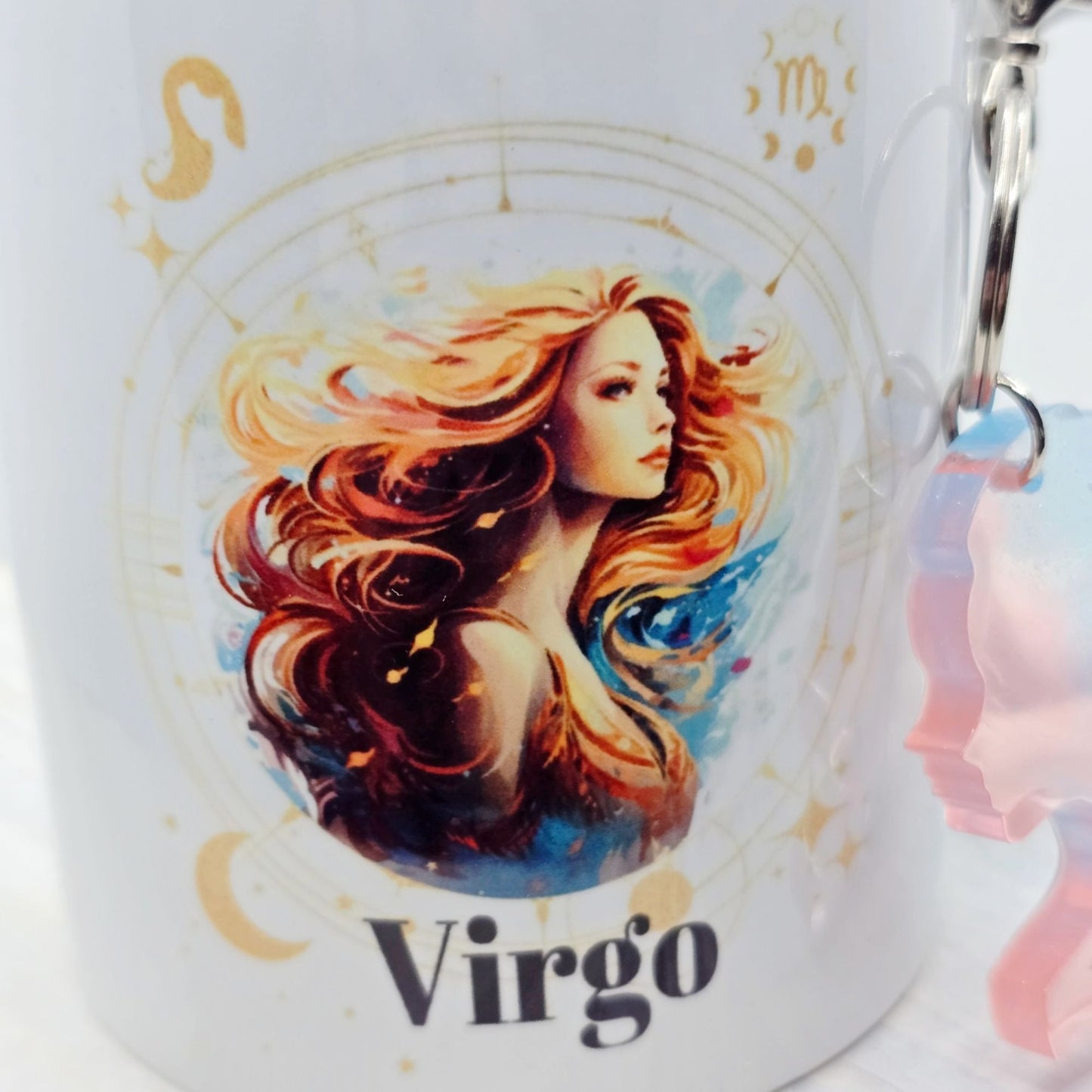 Virgo Zodiac Candle Gift Set – 11oz Mug Candle + Resin Keychain Handmade