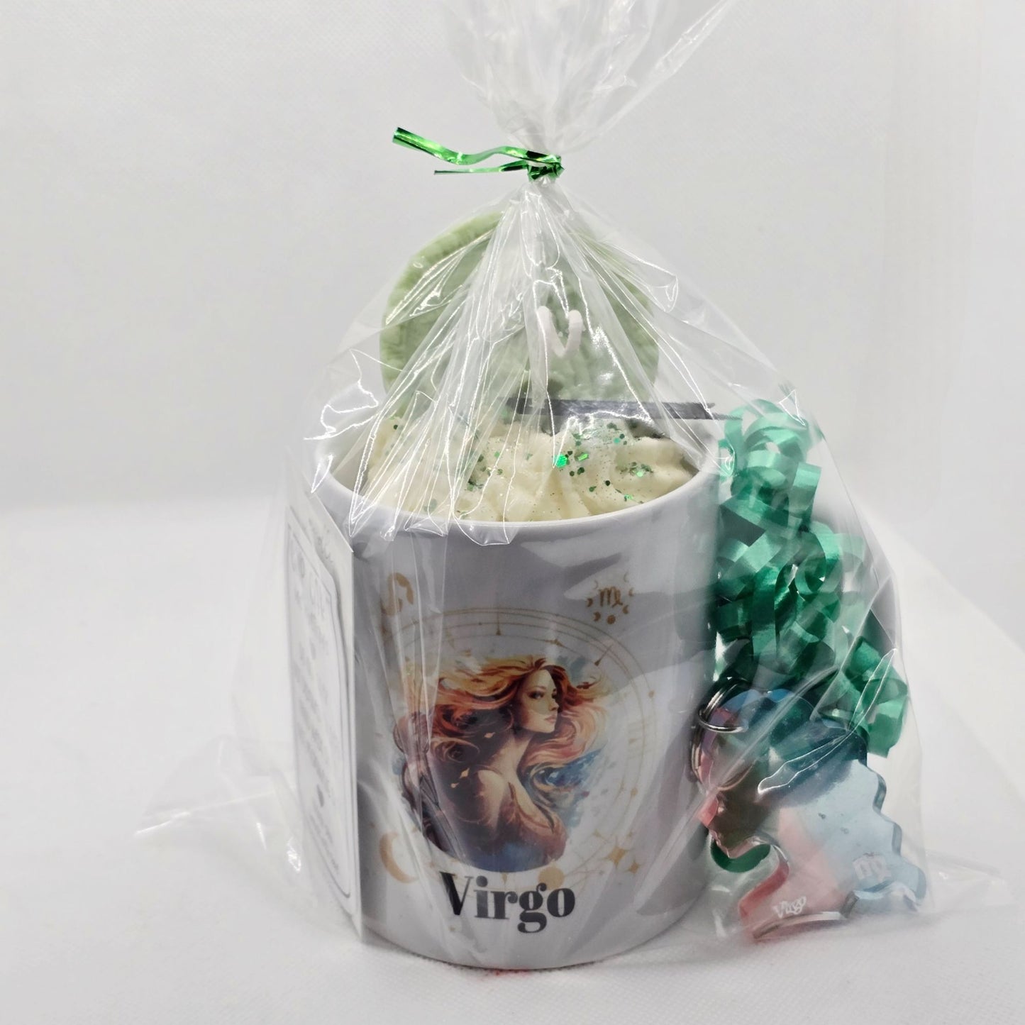 Virgo Zodiac Candle Gift Set – 11oz Mug Candle + Resin Keychain Handmade