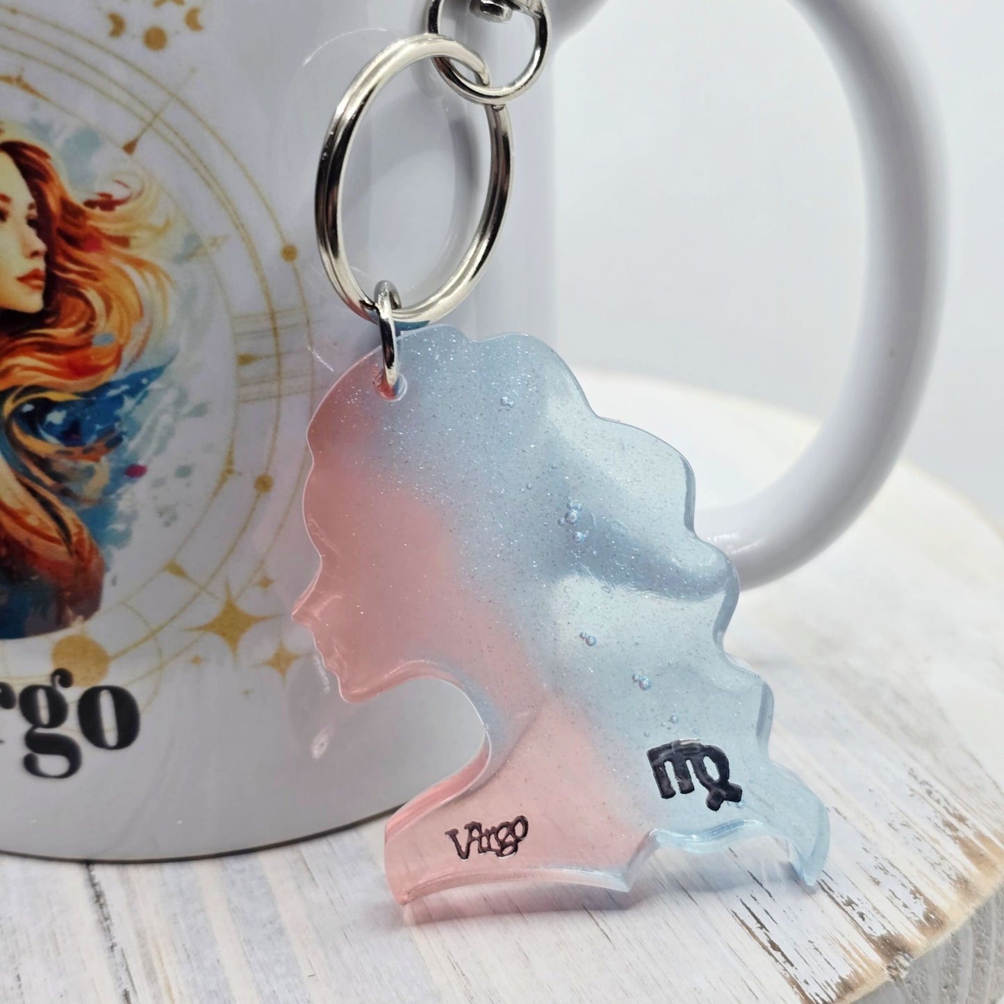 Virgo Zodiac Candle Gift Set – 11oz Mug Candle + Resin Keychain Handmade