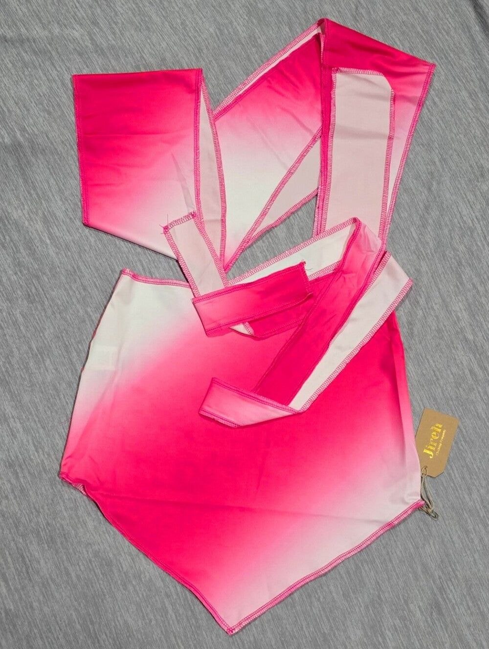 Jireh x Dolls Kill Pink White Ombre Halter Top & V-Cut Mini Skirt Set