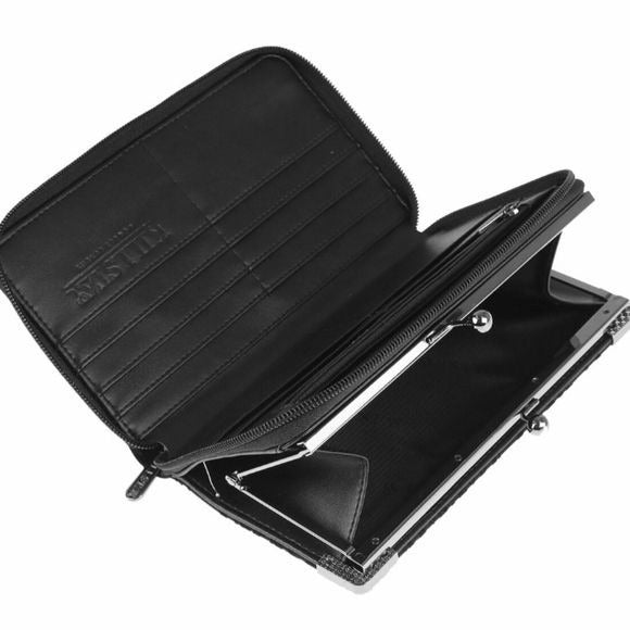 Haunted Soul Wallet | Velvet Burnout Goth Punk Kiss Lock Clutch - Killstar - Wallets