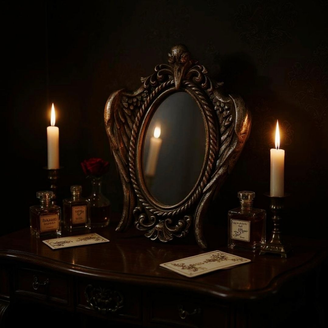 “My Soul From the Shadow” Mirror – Raven Resin Decor | Goth