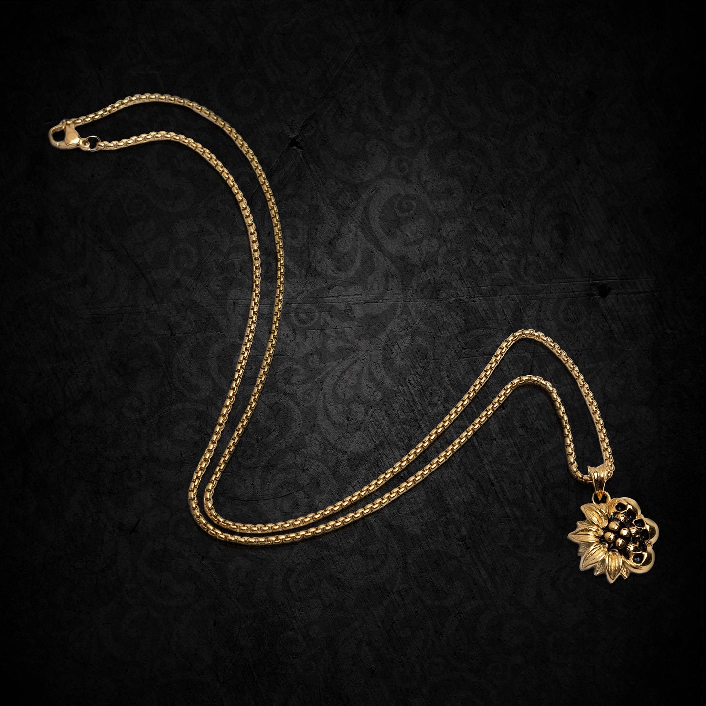 Sunflower Gold Skull Necklace -  - Necklaces