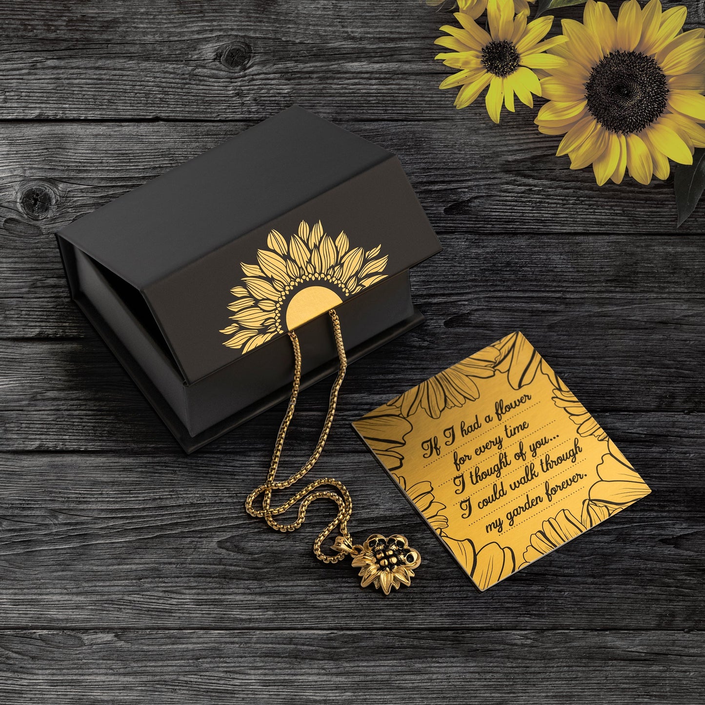 Sunflower Gold Skull Necklace -  - Necklaces